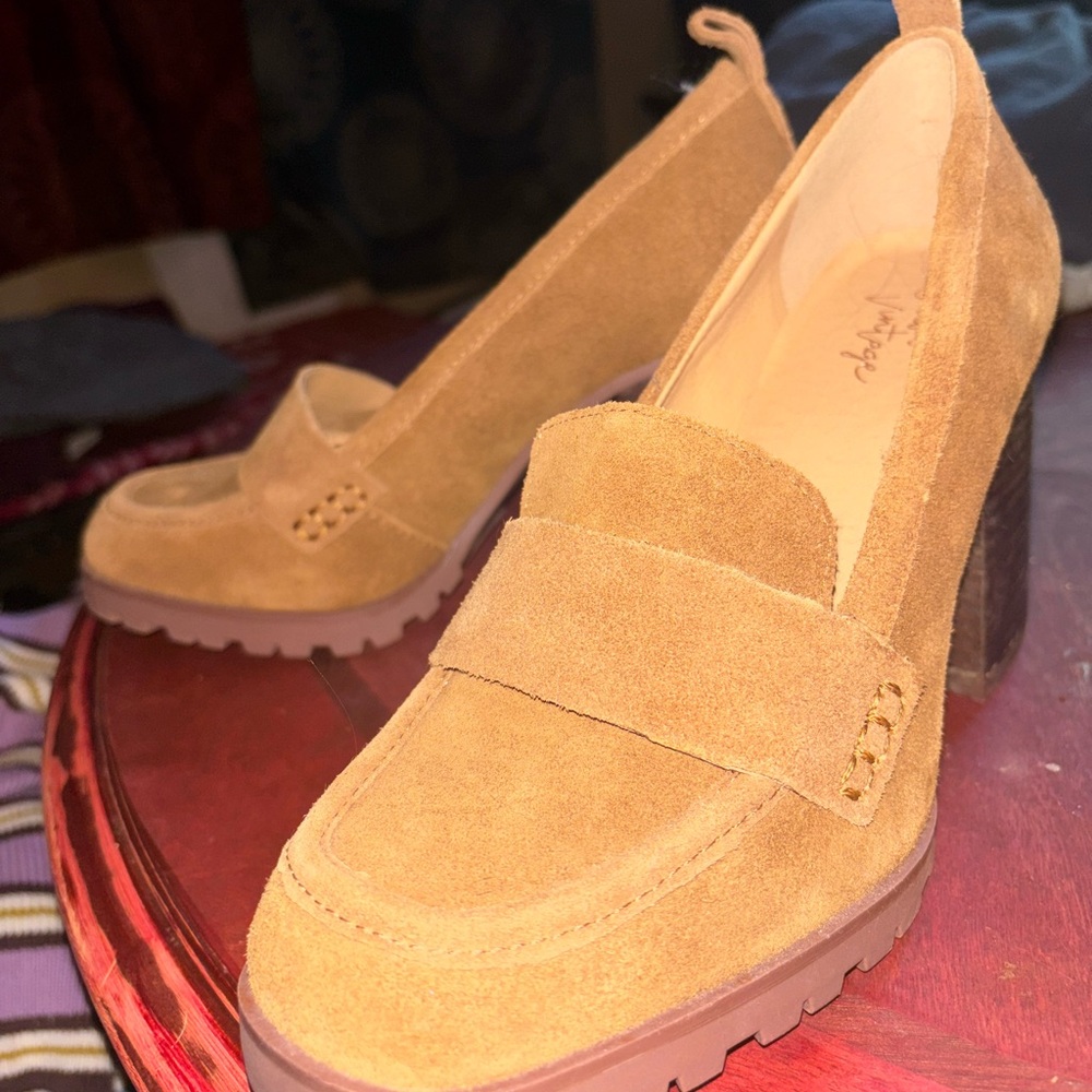 Tan Suede Loafer Heels